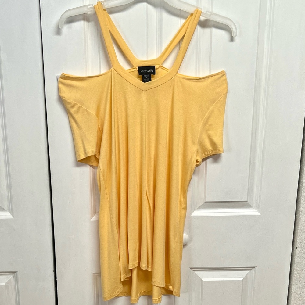 Norma Allen Yellow Cold Shoulder Strap Blouse Size L